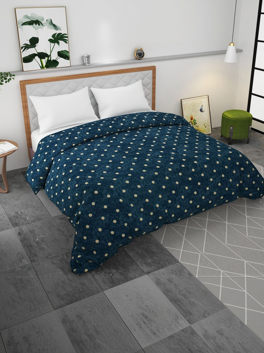 BELVOSTUM Blue Printed Cotton Duvet Cover