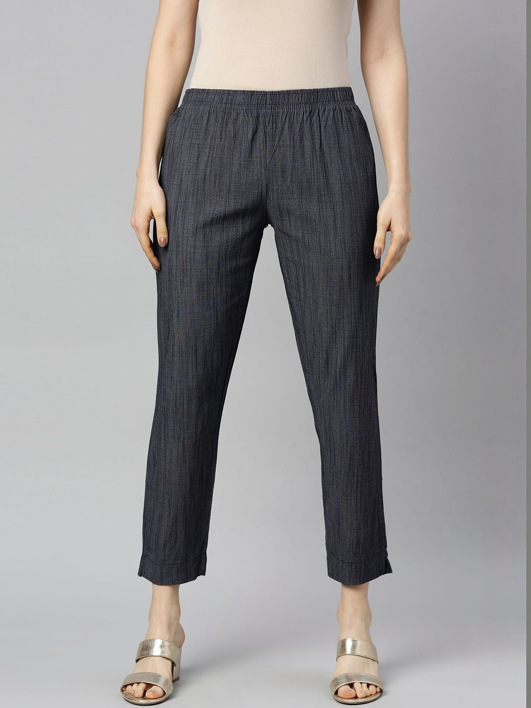 Minelli Women Textured Printed Trousers