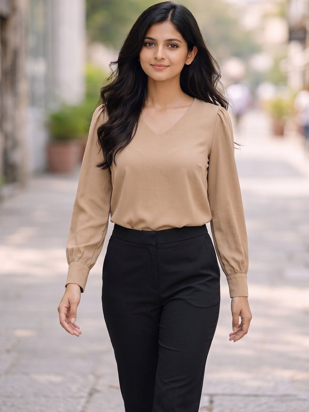 Vida Loca Puff Sleeve Crepe Top