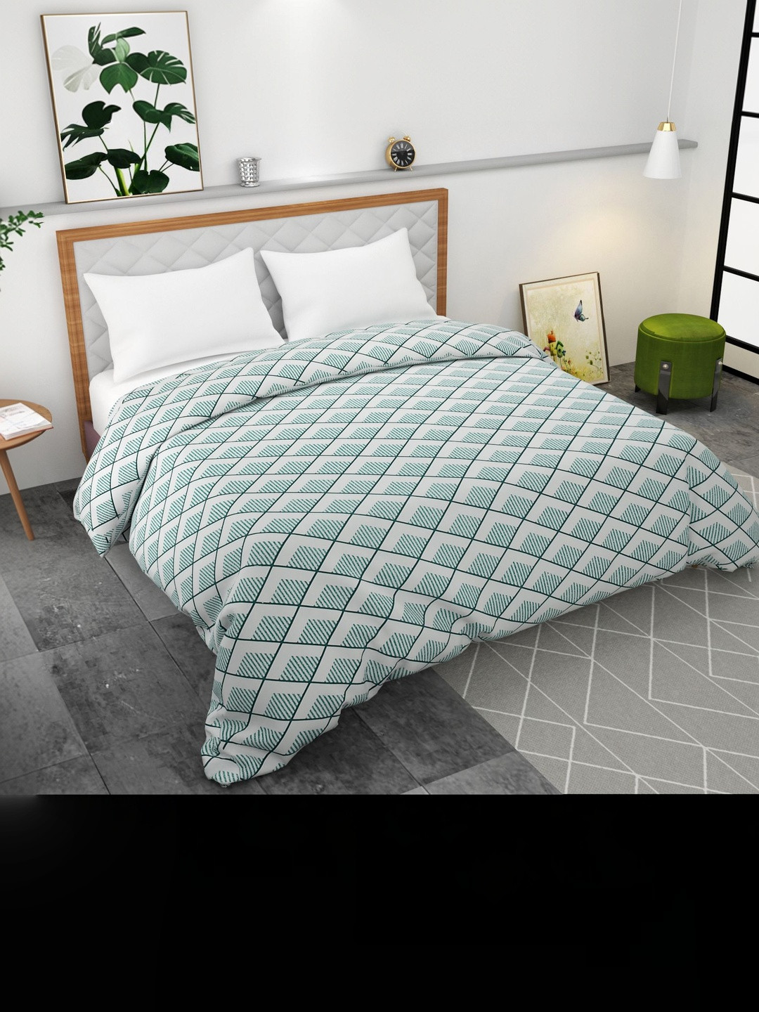 Bromwick Green Printed Cotton Duvet Cover
