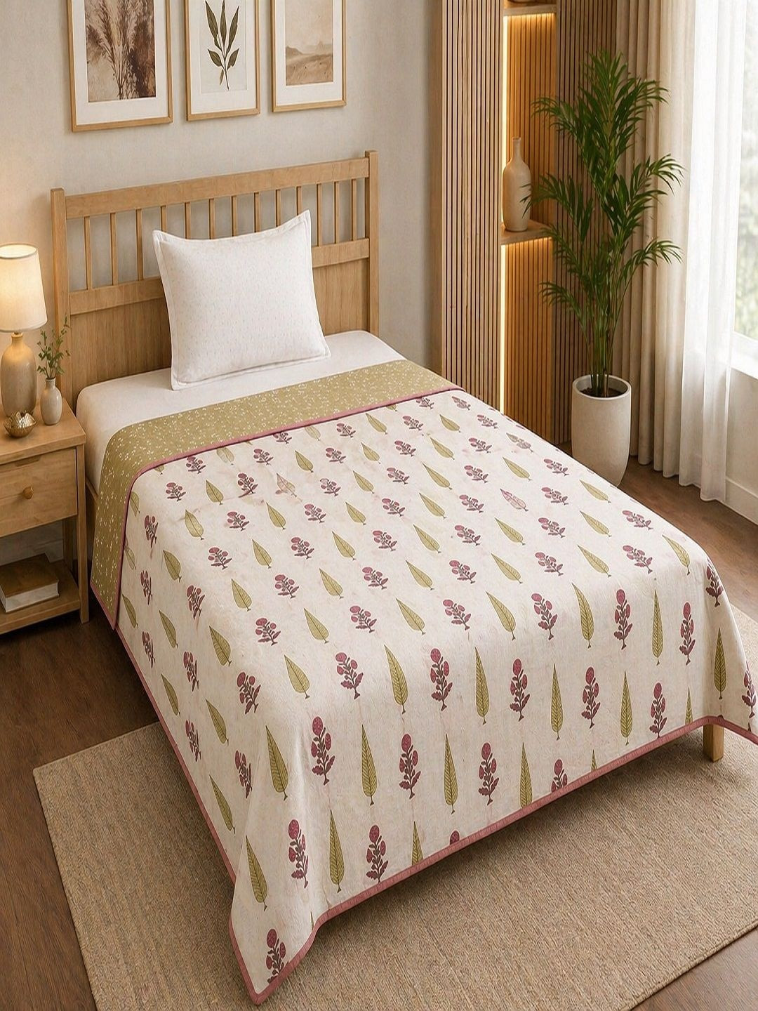 RRC Yellow & White Floral AC Room 150 GSM Dohar