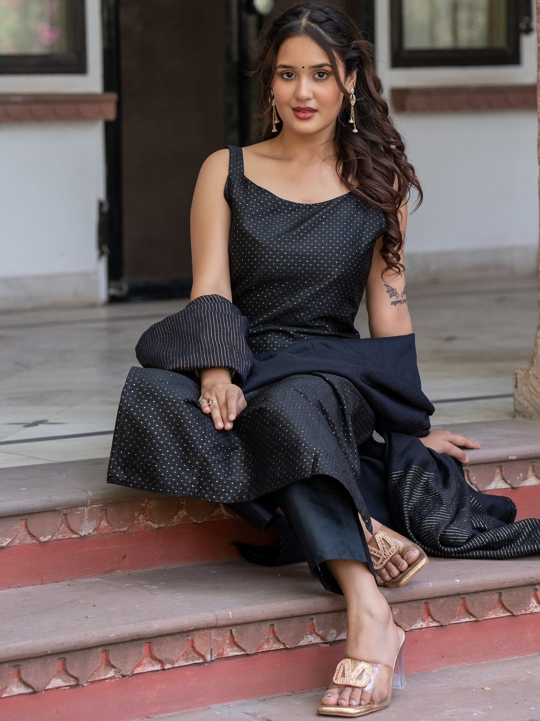 ASPORA Women Ethnic Motifs Printed Regular Kurta with Trousers & With Dupatta
