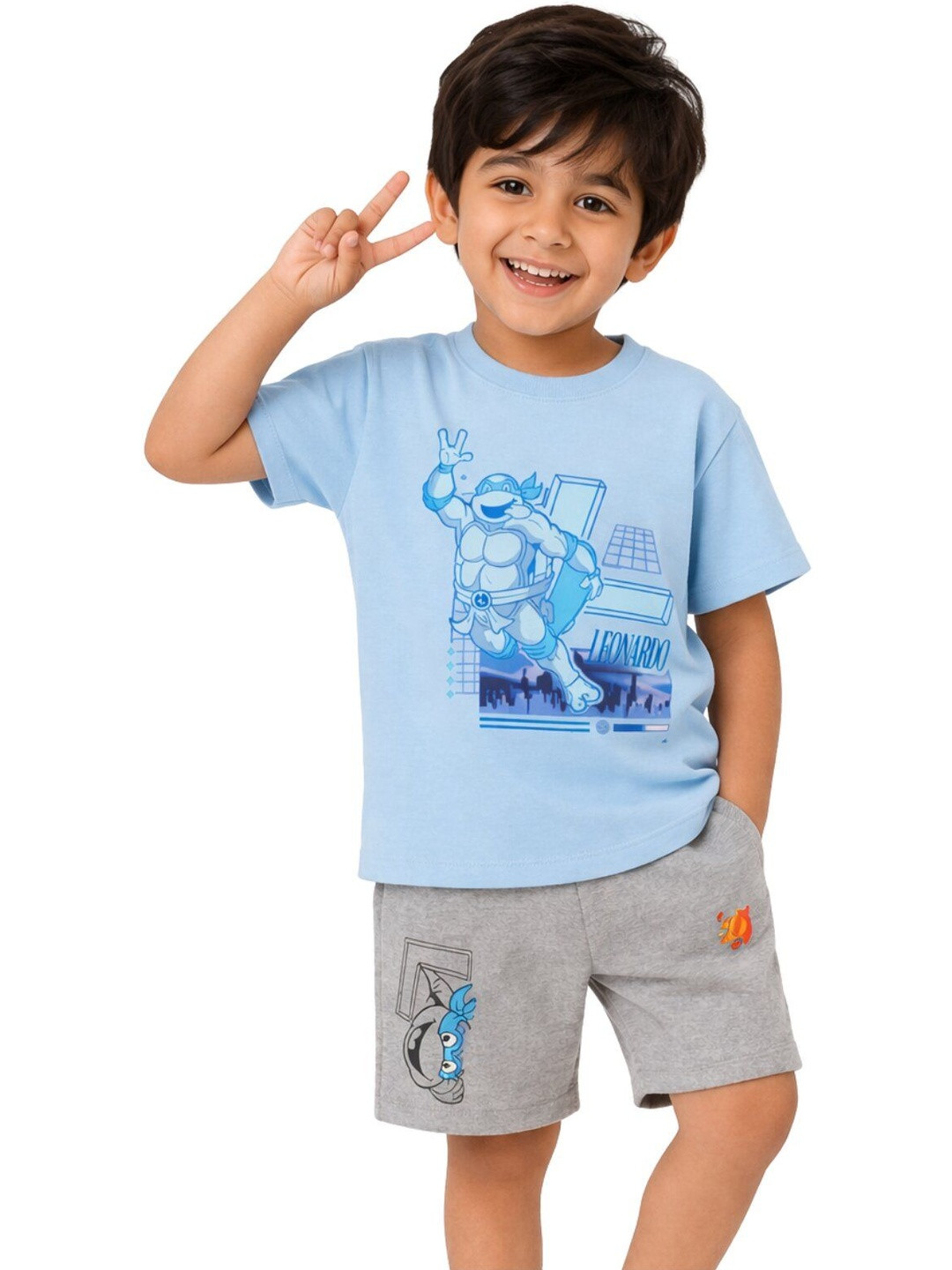 Button Bear Boys Cotton Mutant Ninja Turtles Printed Short Sleeve T-Shirt & Short