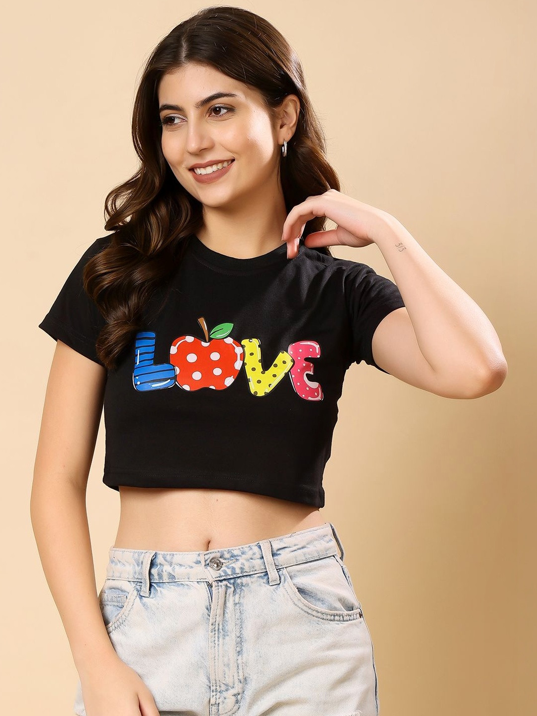 Metronaut Women Typography Printed  Crop T-shirt