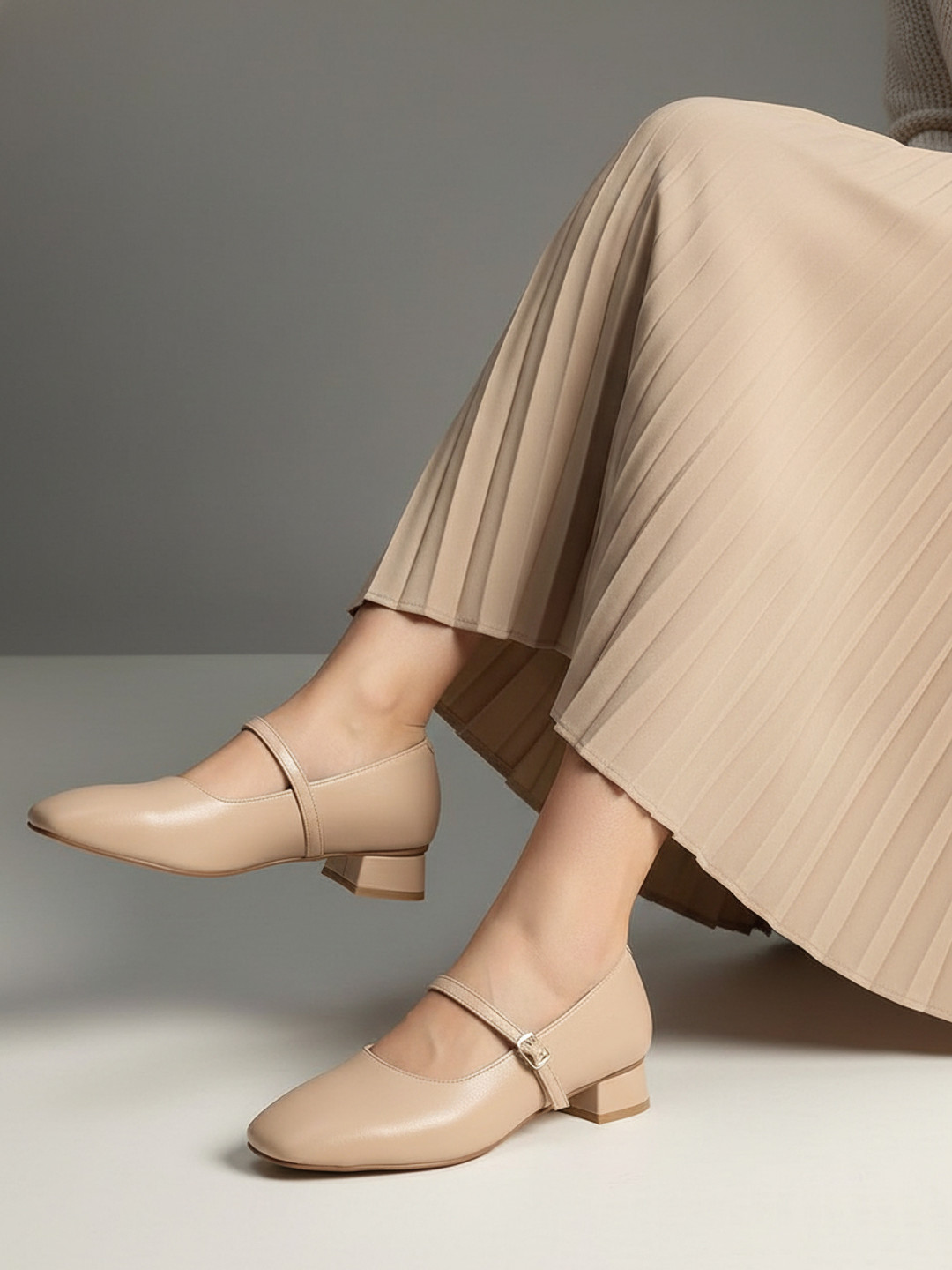 Kenneth Cole Leather Mary Janes Block Heels