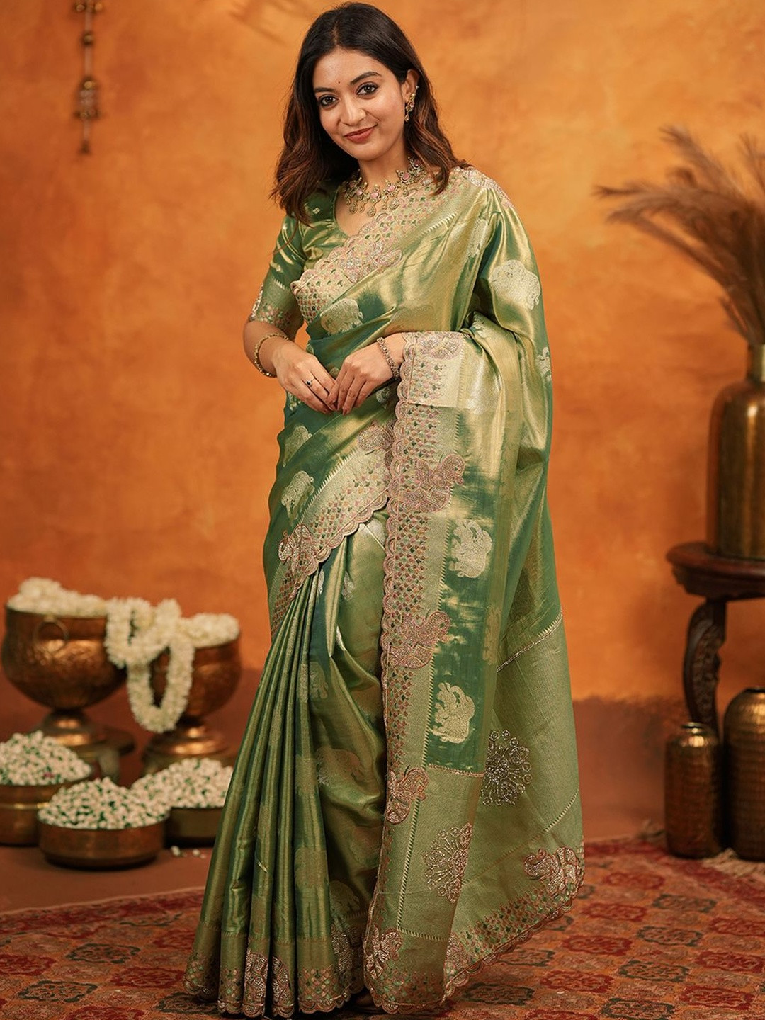 House of Pataudi Woven Design Banarasi Sarees With Blouse