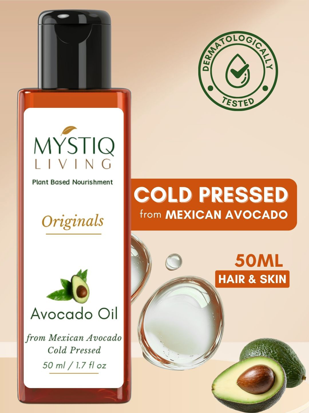 MYSTIQ LIVING Avocado Oil for Moisturization Skin & Face 50ml
