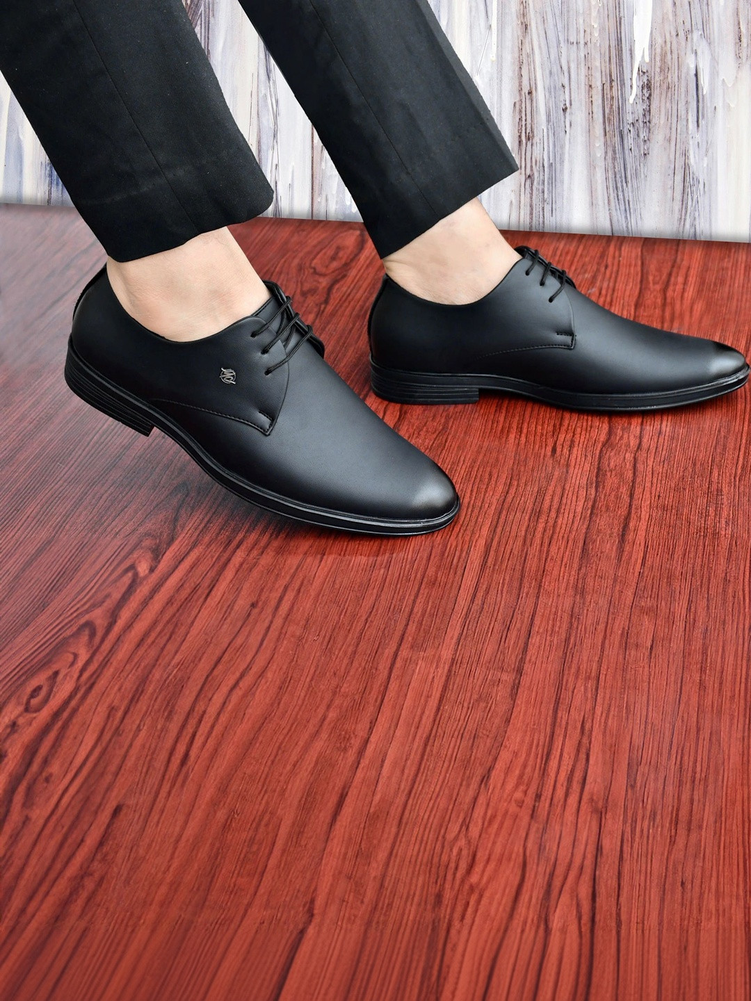 MOOCOOZIN Men Round Toe Lace-Ups Derbys Formal Shoes