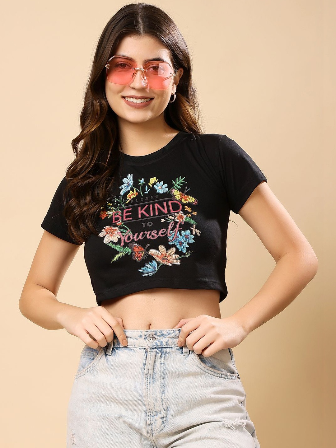 MetronautWomen Typography Printed Crop T-shirt