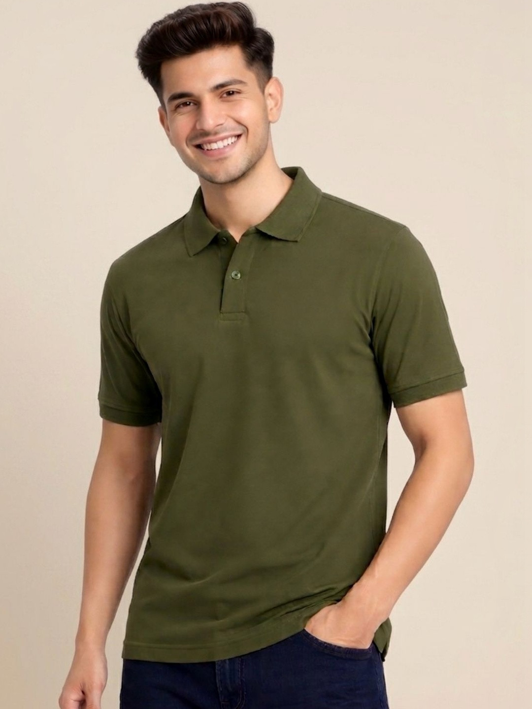 HERE&NOW Men Polo Collar T-shirt