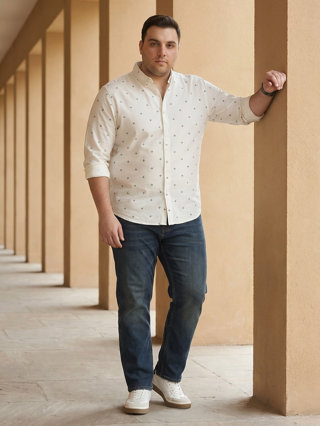 Sztori Plus Size Printed Pure Cotton Casual Shirt