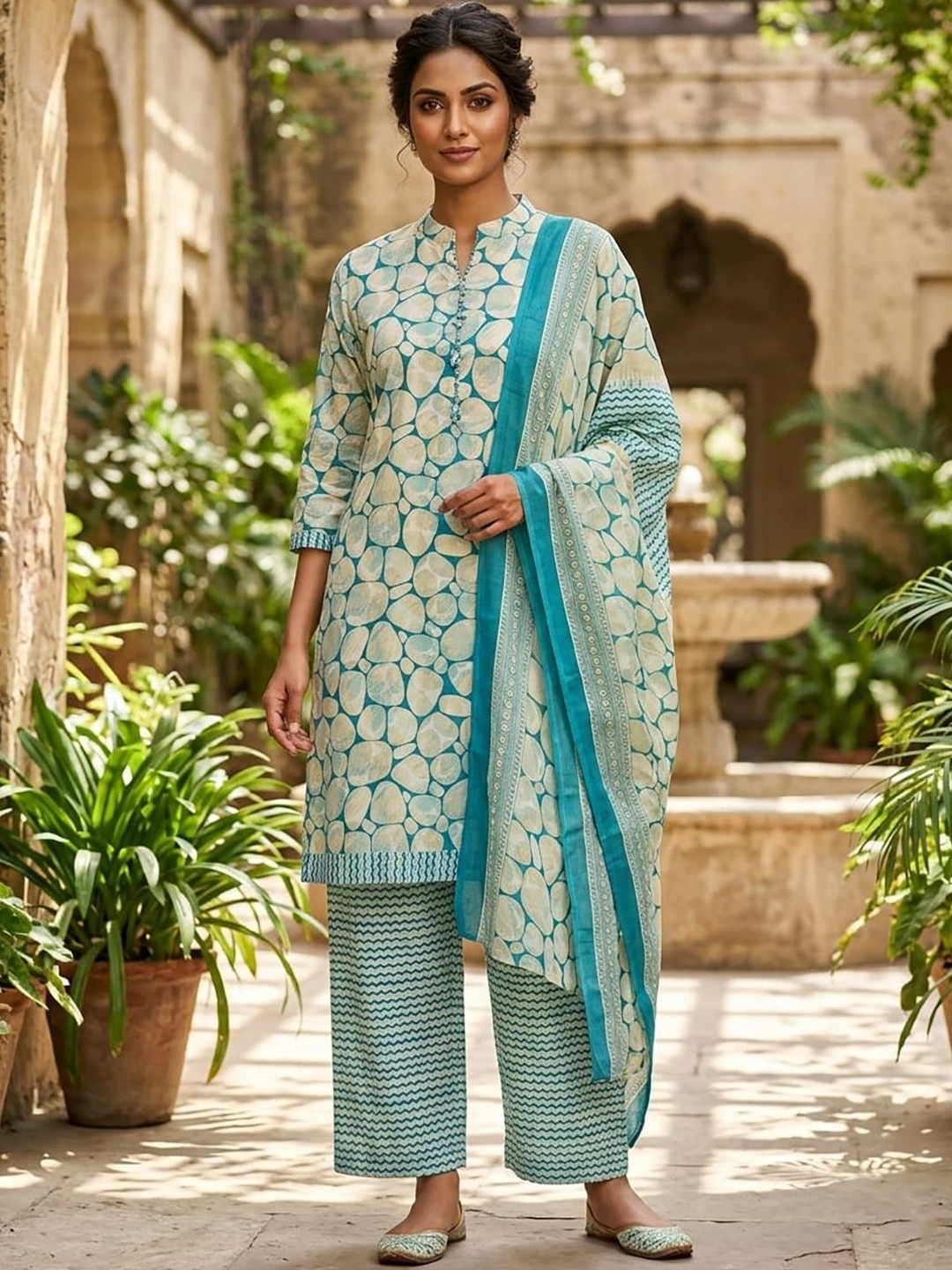 SEWDHAGA Women Printed Regular Kurta with Palazzos & With Dupatta