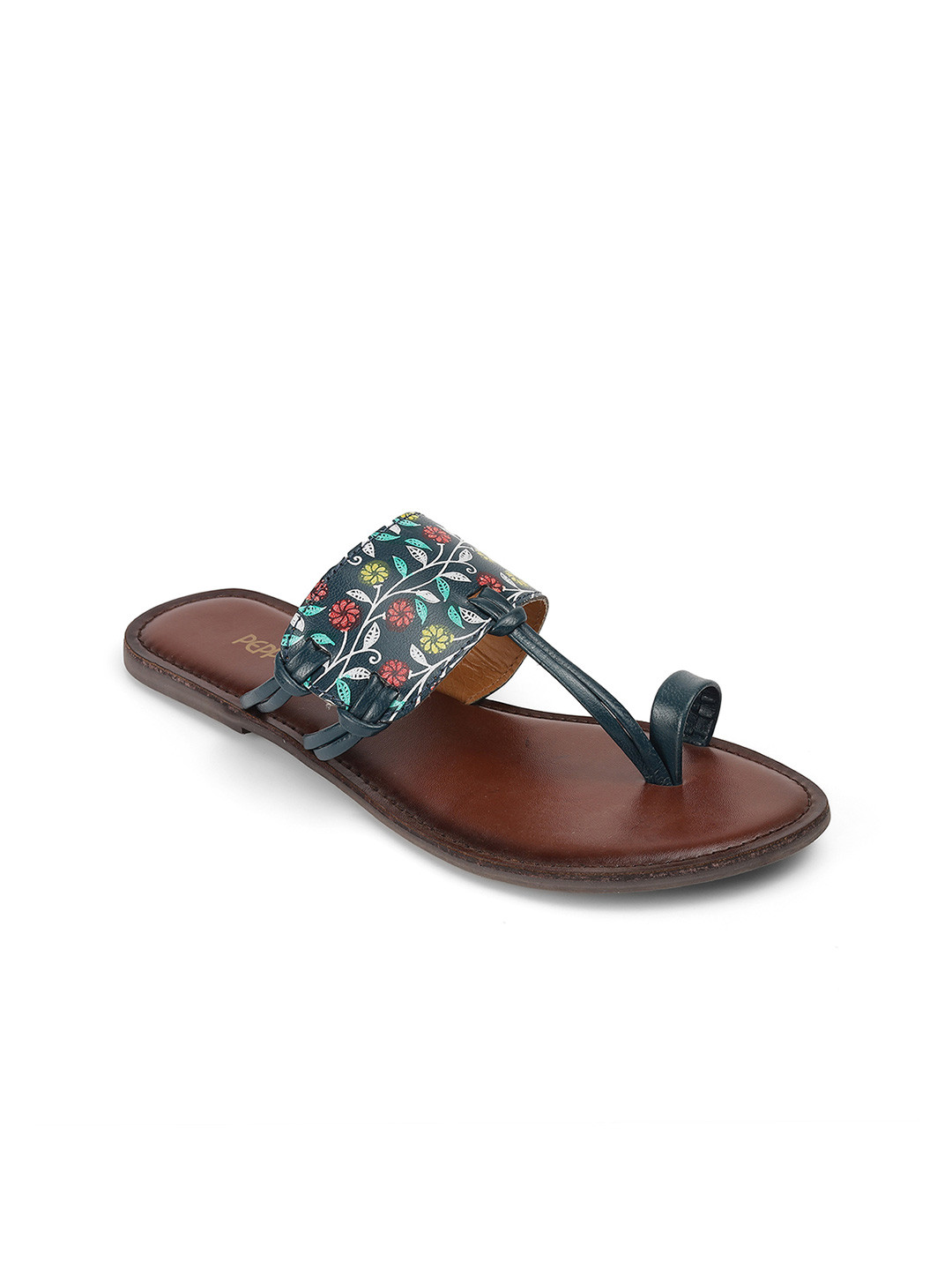 PEPPER Women Floral Printed Leather One Toe Flats