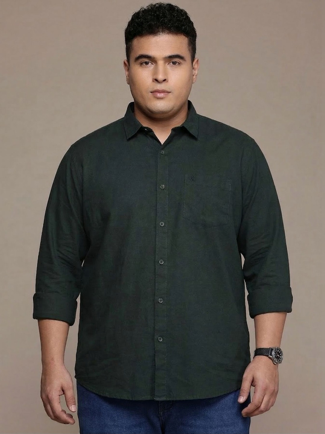 BLUE SQUAD Men Spread Collar Slim Fit Casual Shirt