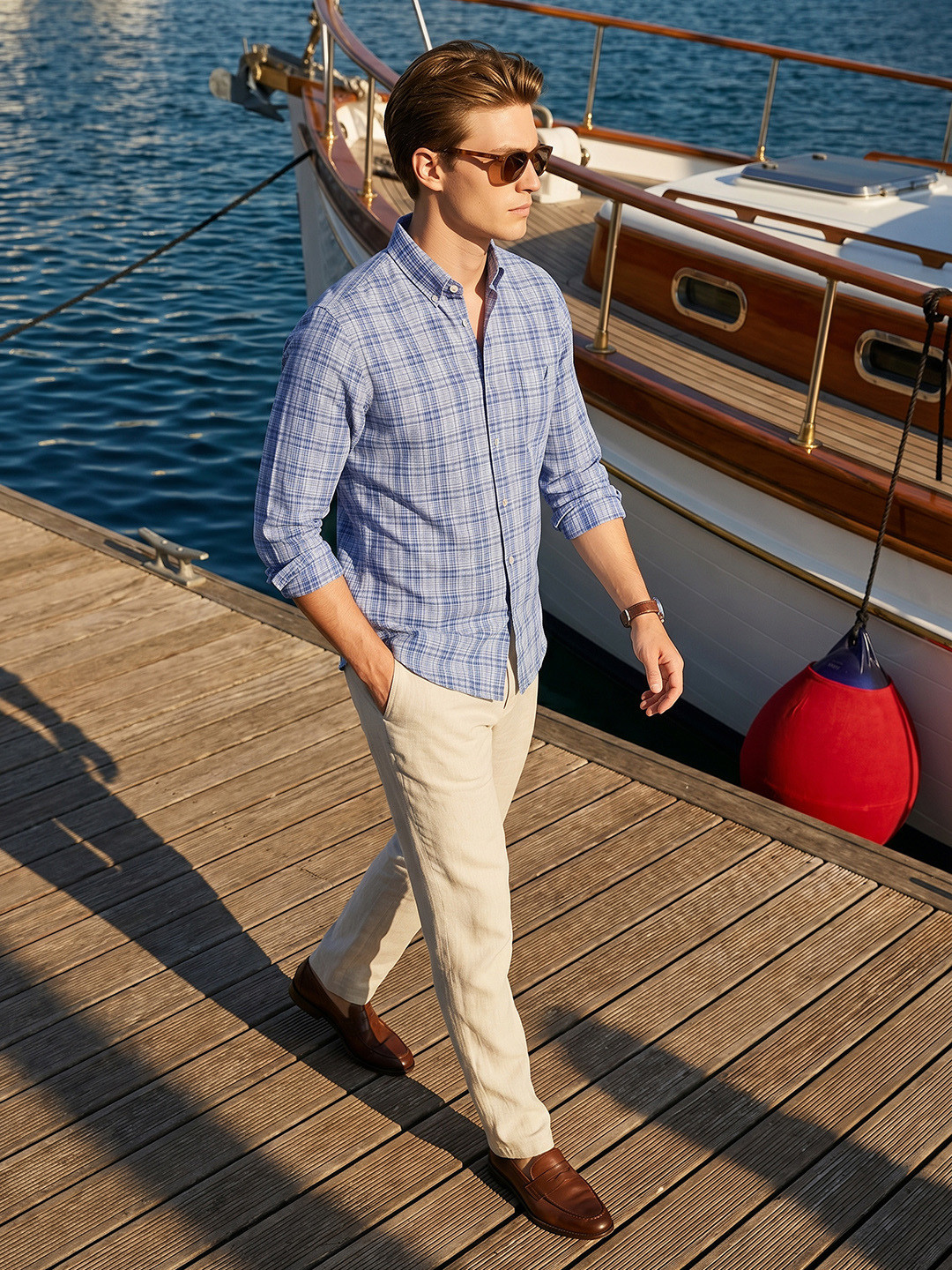Nautica Button-Down Checked Casual Shirt