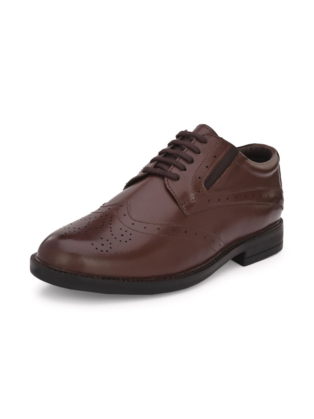 House of Pataudi Men Leather Round Toe Lace-Ups Brogues Formal Shoes