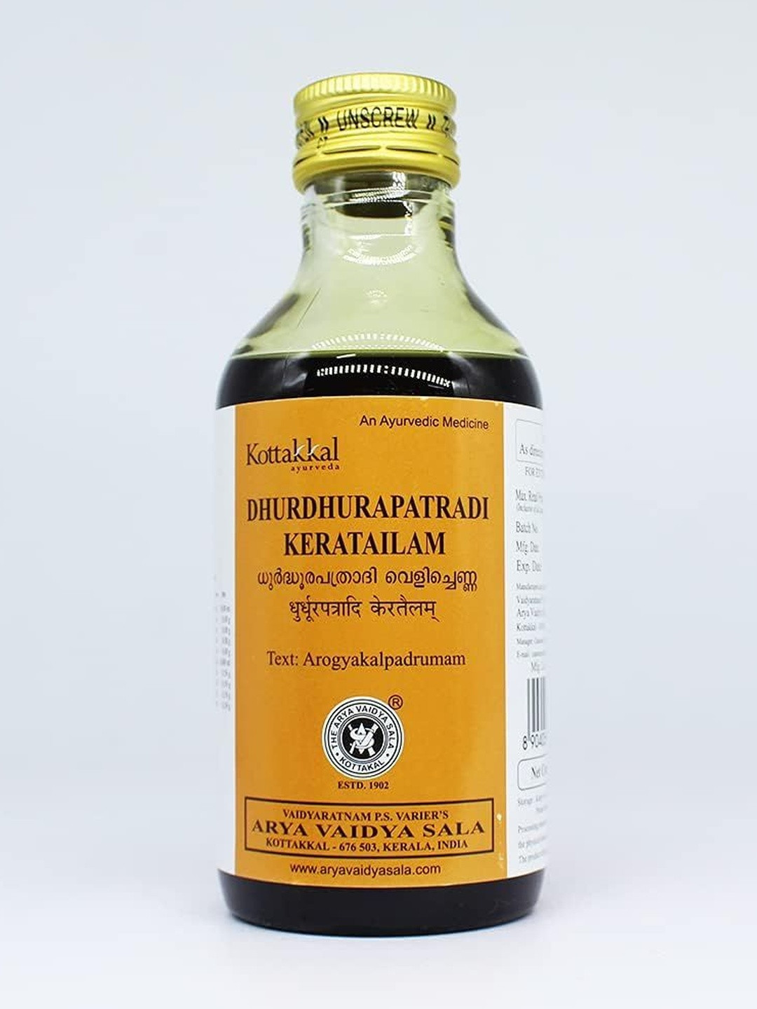kottakkal Dhurdhurpartadi Kera Tailam To Promote Thick Healthy Hair Growth - 200 ml