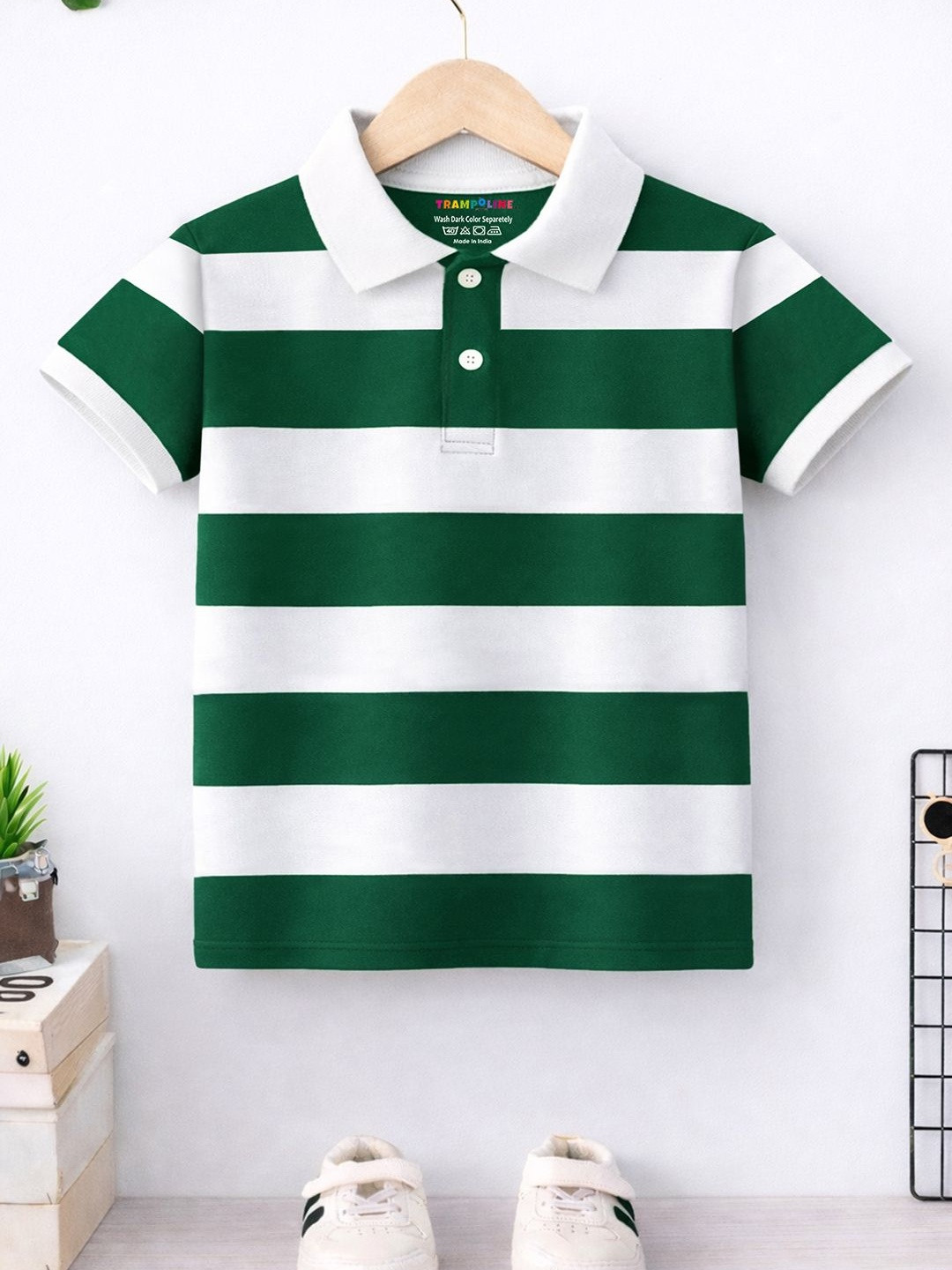 YK X Trampoline Boys Striped Polo Collar T-shirt