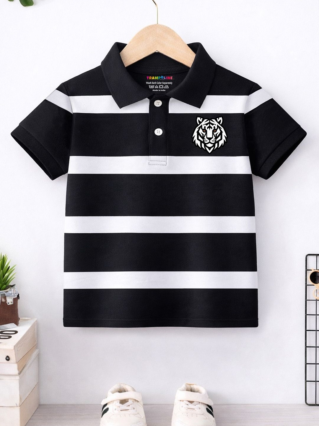 YK X Trampoline Boys Striped Polo Collar T-shirt