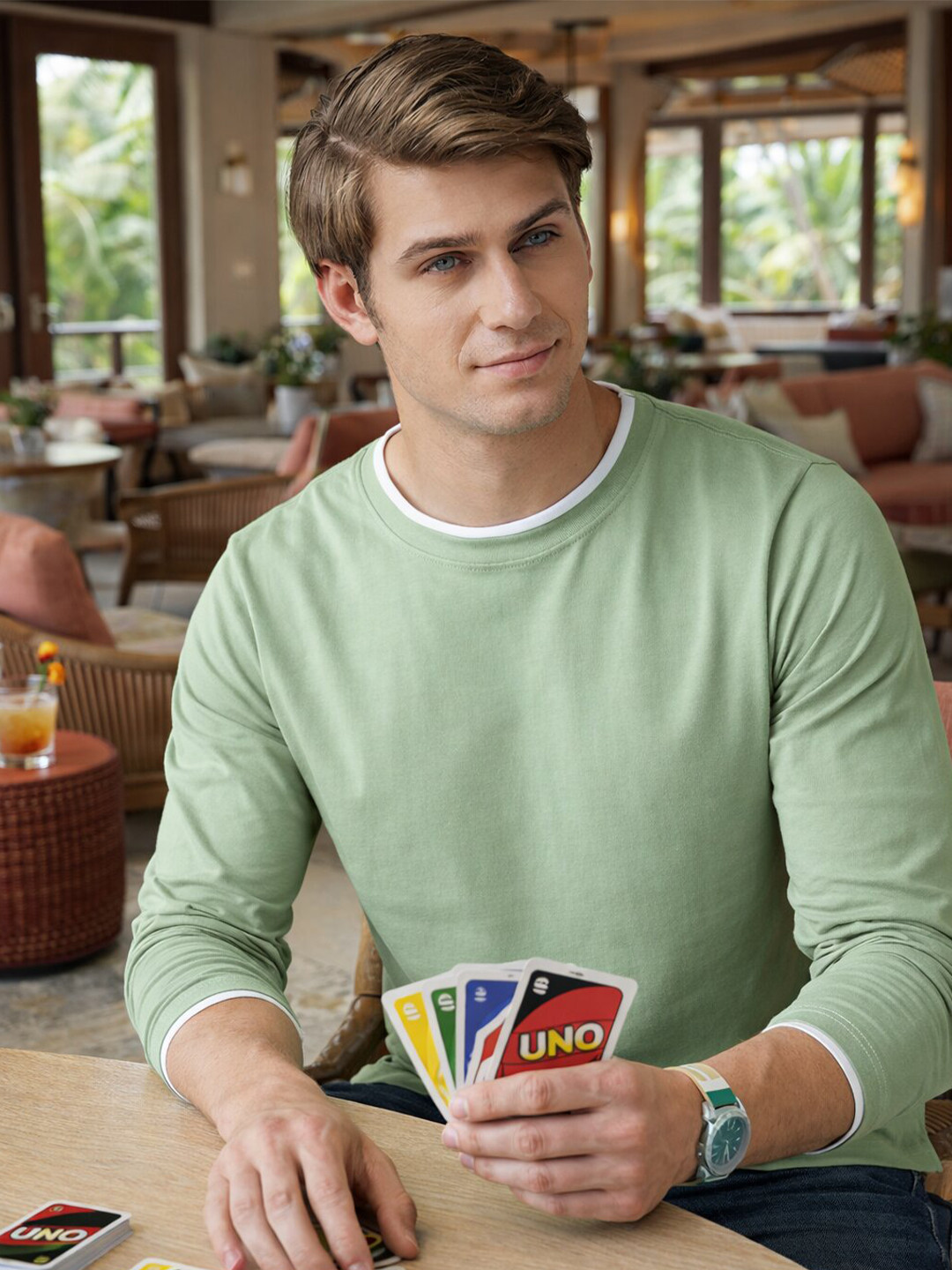 The Dry State Round Neck Long Sleeves Cotton T-shirt