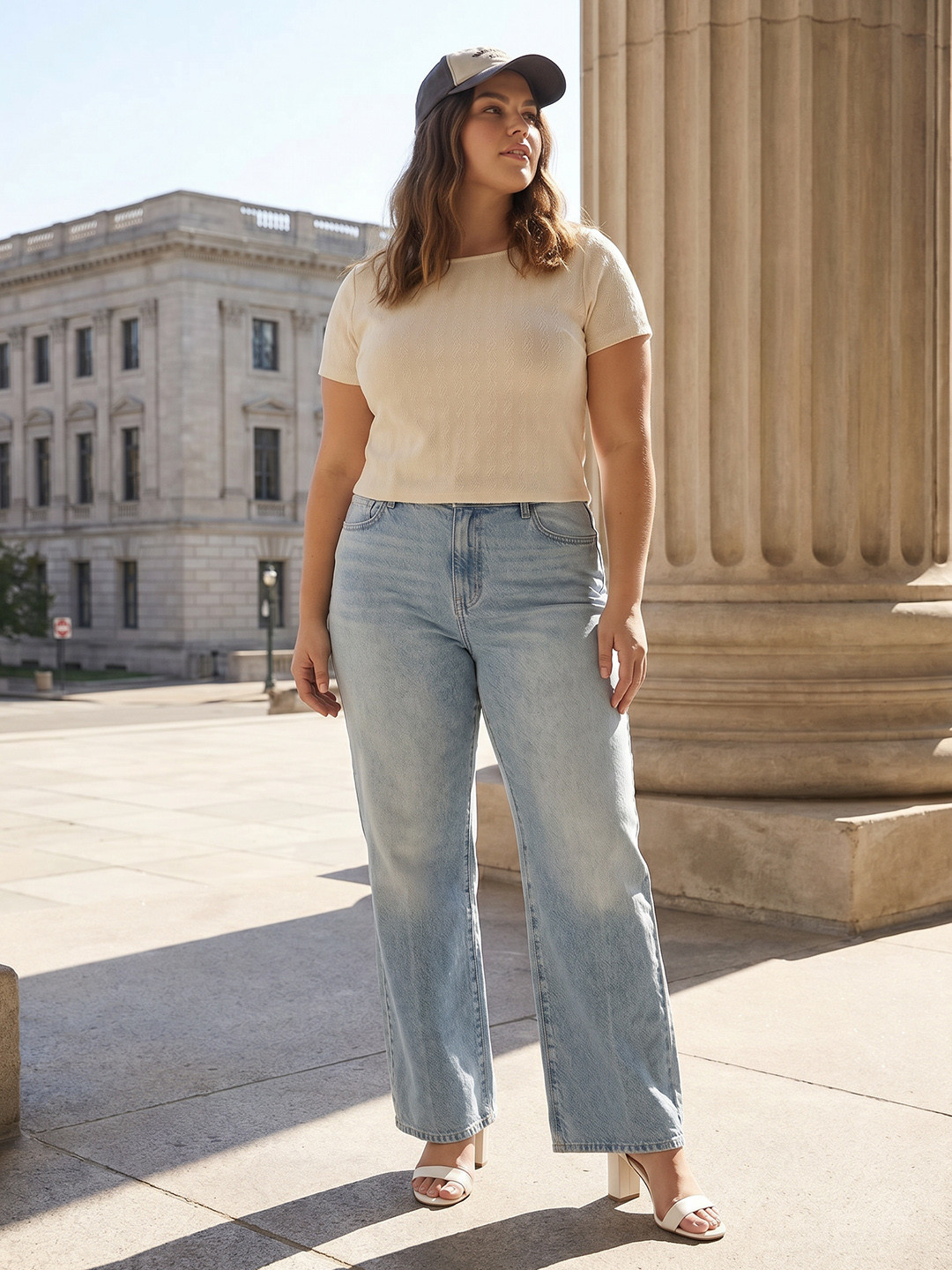 Sztori Plus Size Self Design Fitted Top