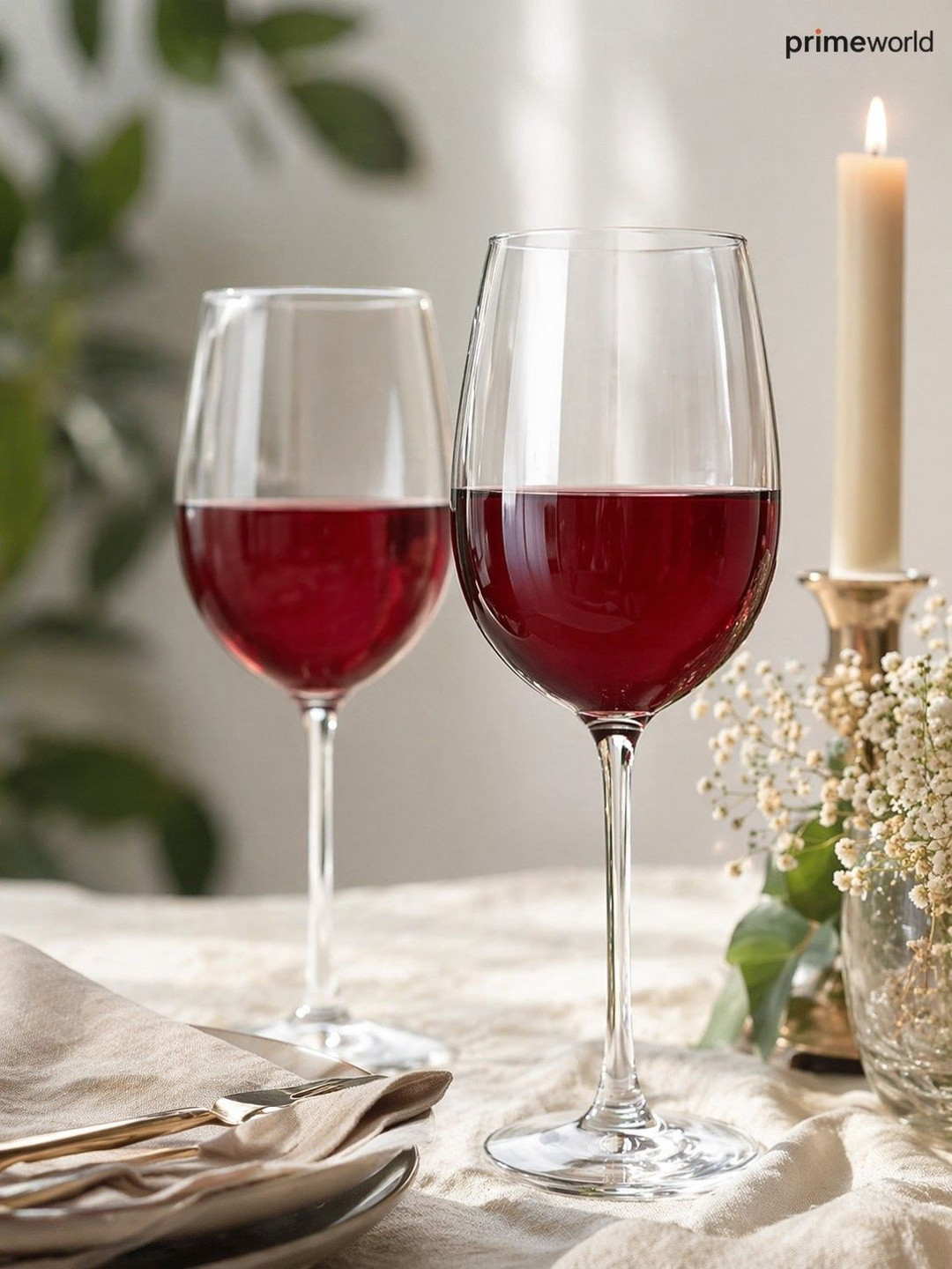 PrimeWorld Transparent 4 Easy to Clean Glass Wine Glass Bar Glass