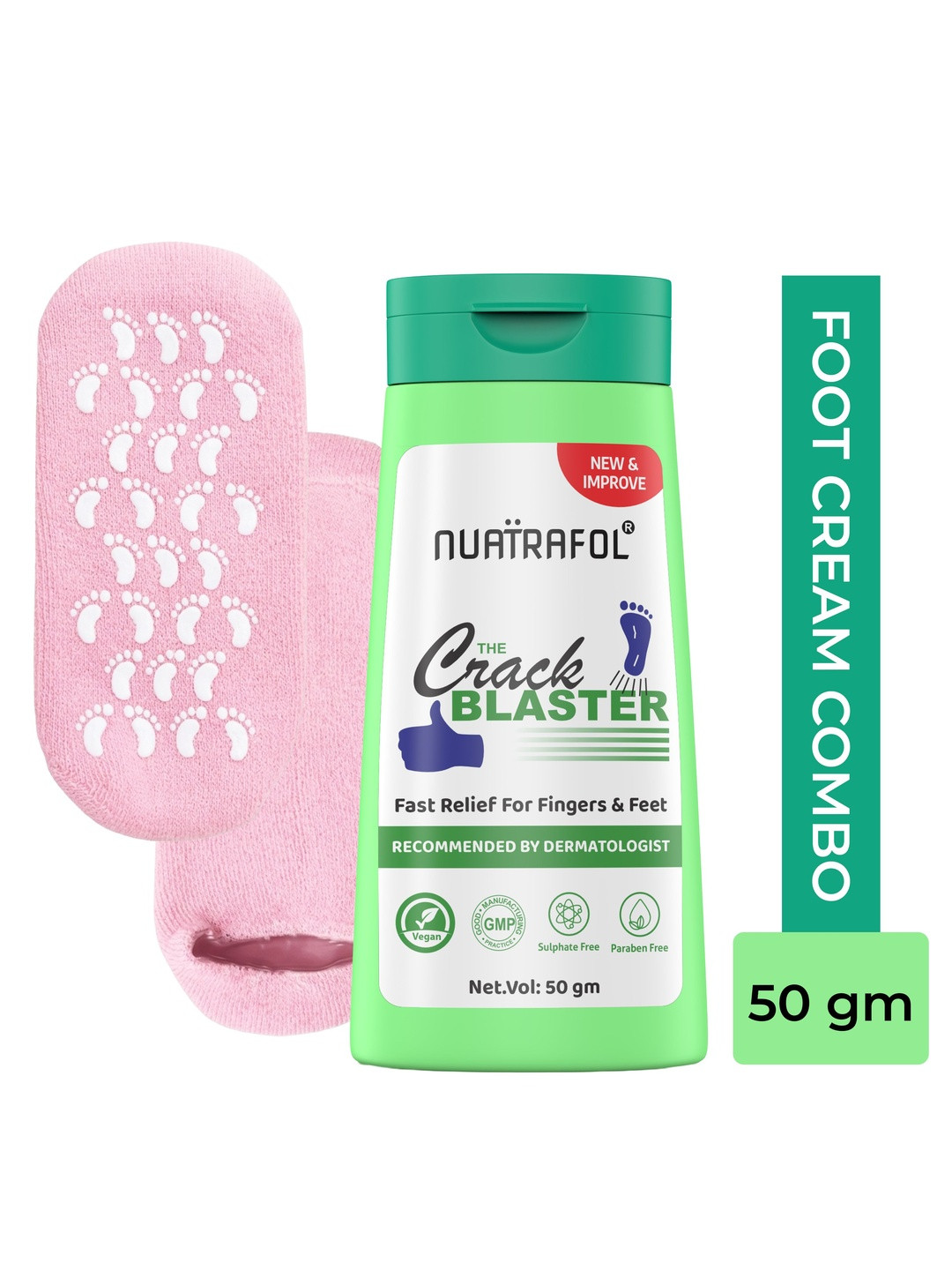 NUATRAFOL Moisturising Gel Socks with Blaster Foot Crack Cream - 50 g