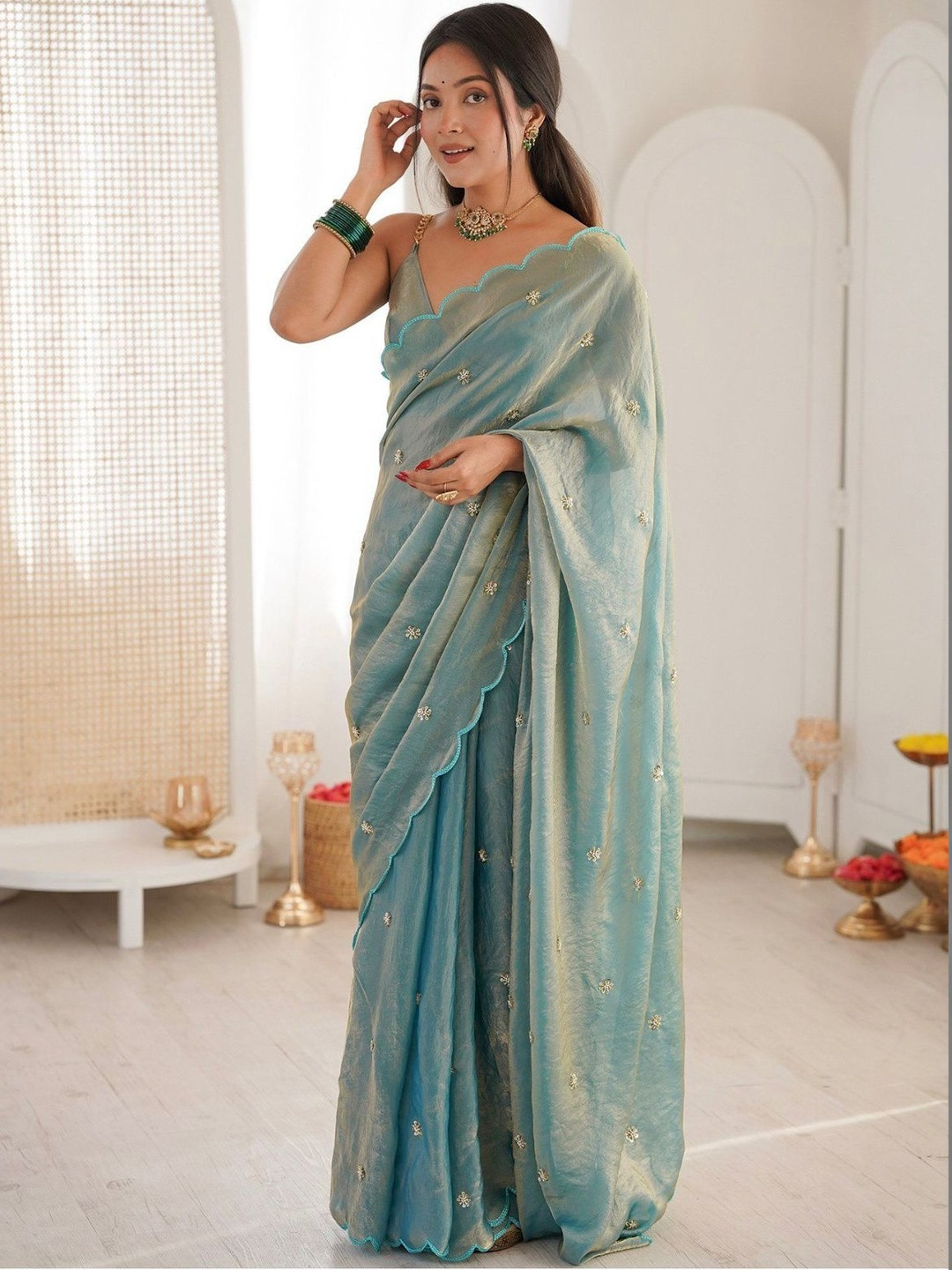 Bootique Embellished Embroidered Pure Chiffon Saree