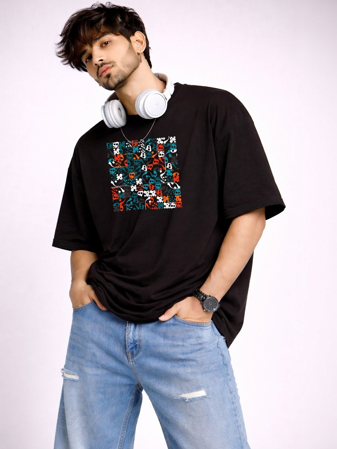 Moda Rapido Men Printed Drop-Shoulder Sleeves T-shirt