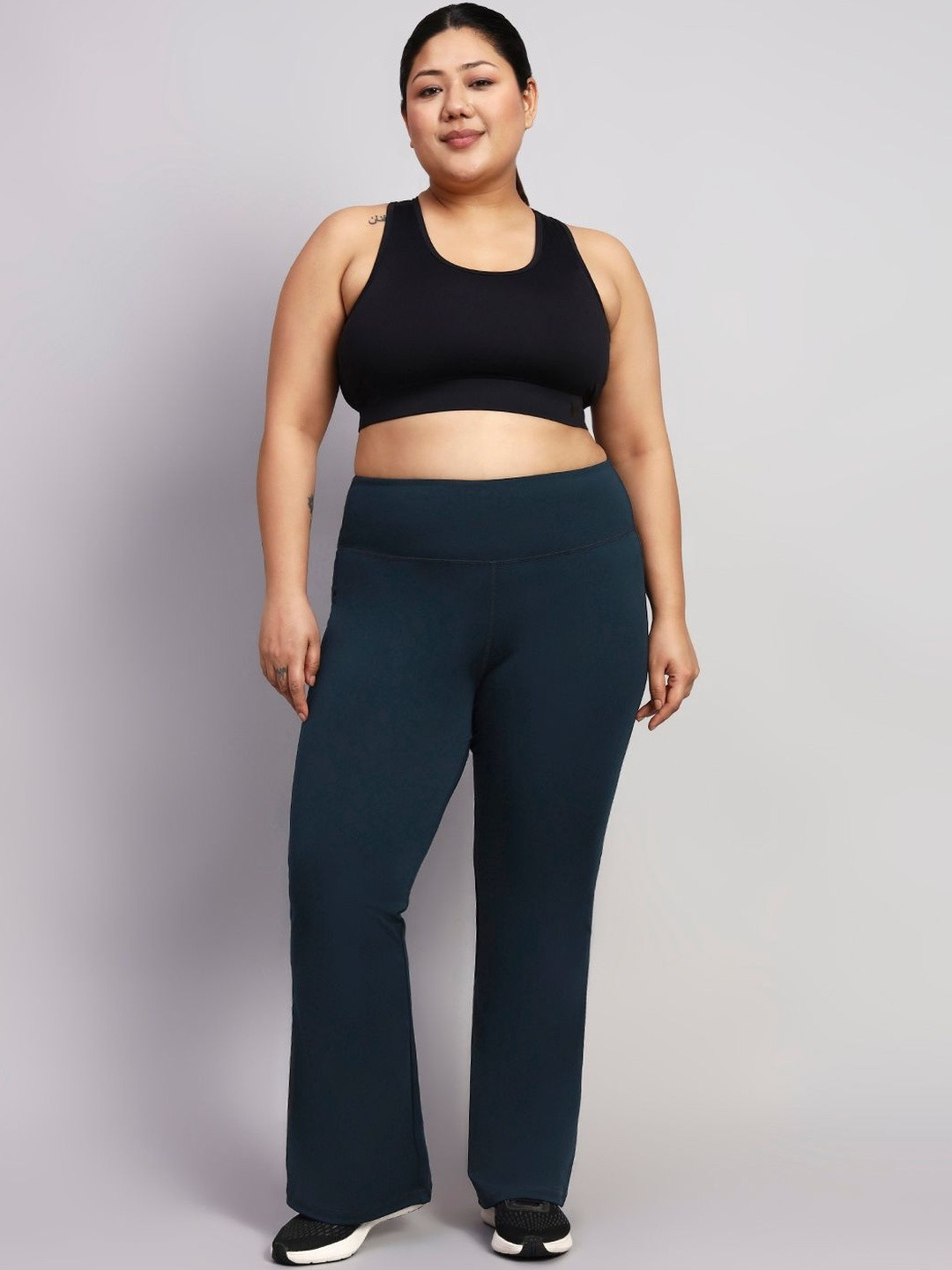 skyria Women Comfort Flared High-Rise Easy Wash Trousers