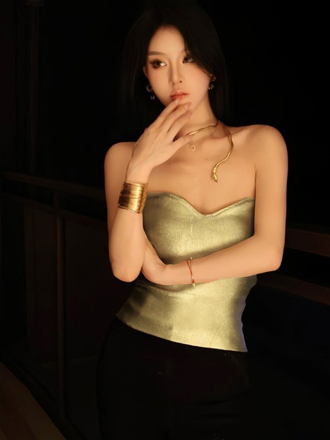 JC Mode Sweetheart Neck Sheen Tube Top