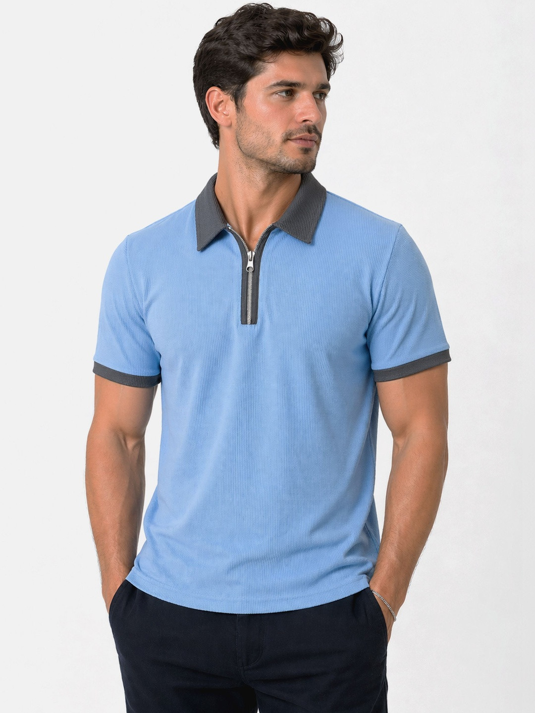 ATIGIANO Men Polo Collar T-shirt