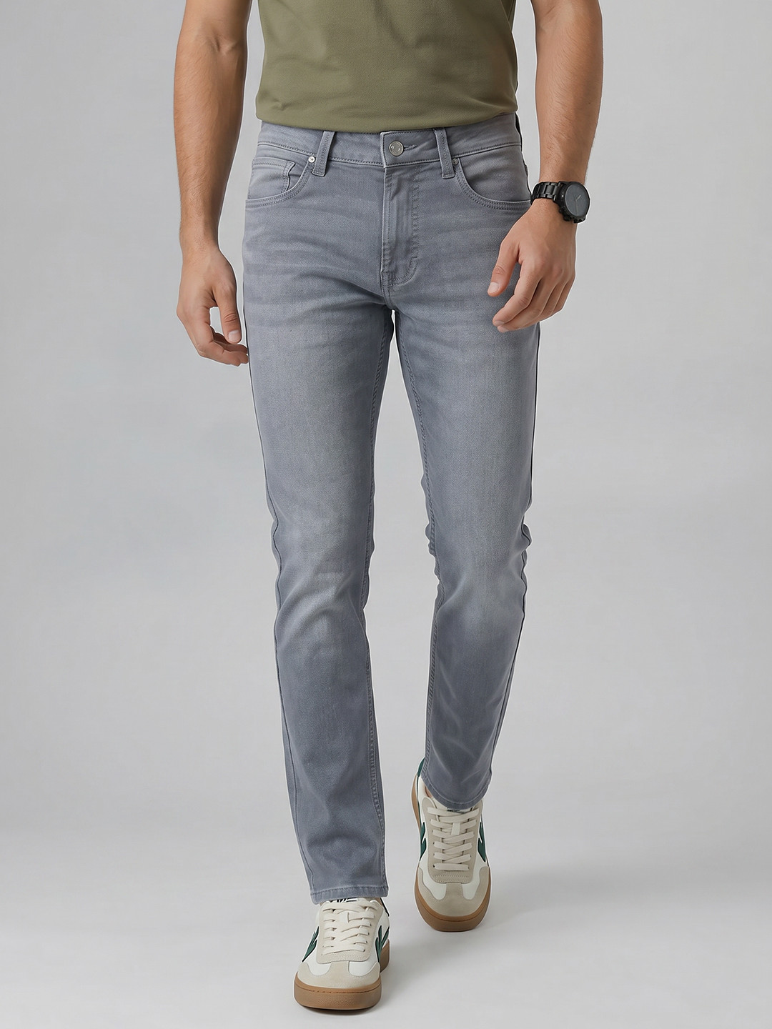 Spykar Men Rover Mid Rise Regular Fit Grey Jeans