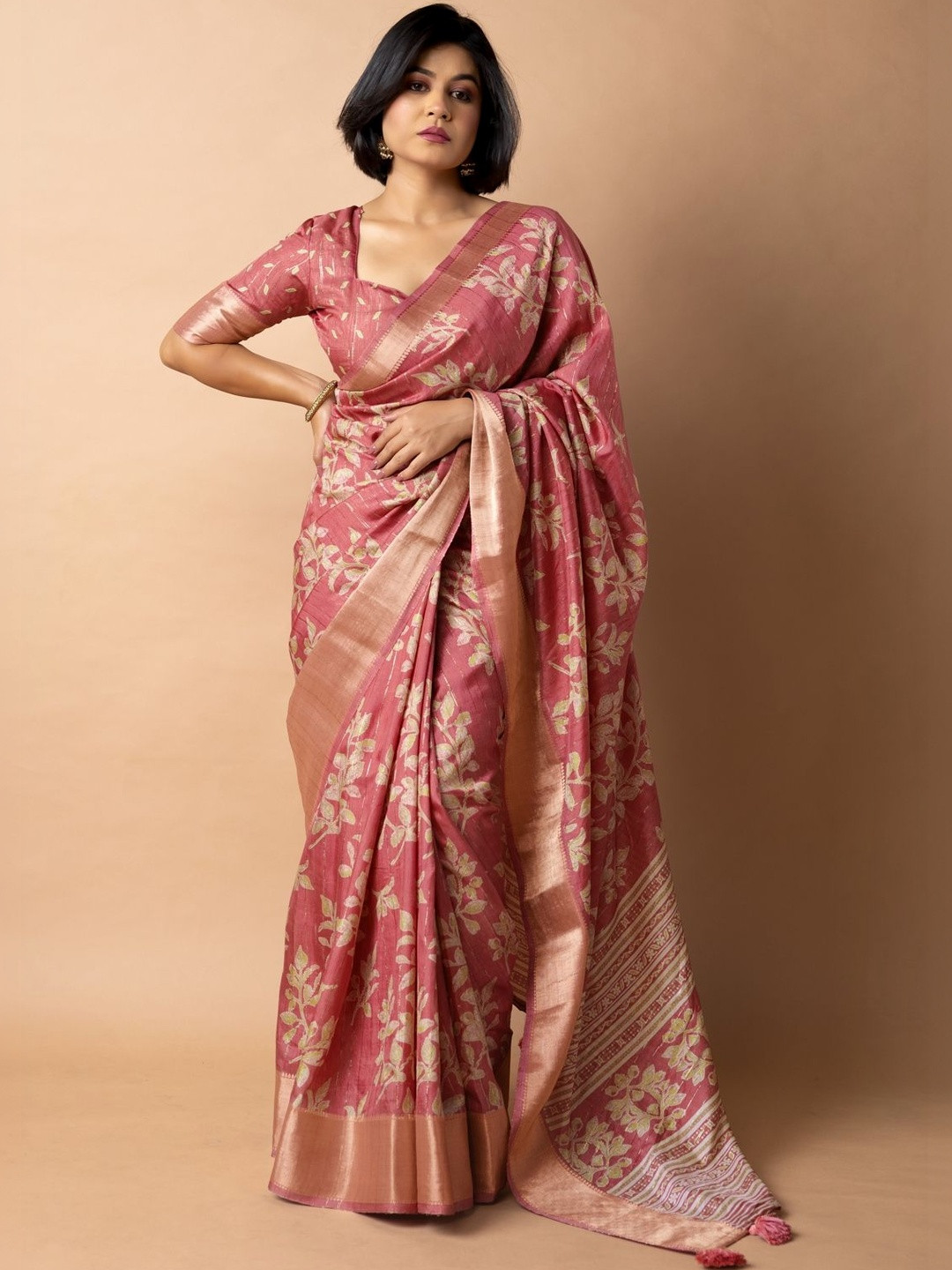 MIRCHI FASHION Floral Silk Cotton Handloom Saree
