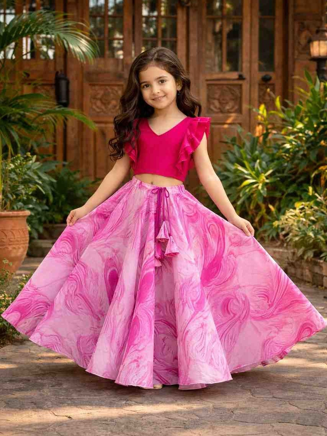 KALINI Girls Semi-Stitched Lehenga &