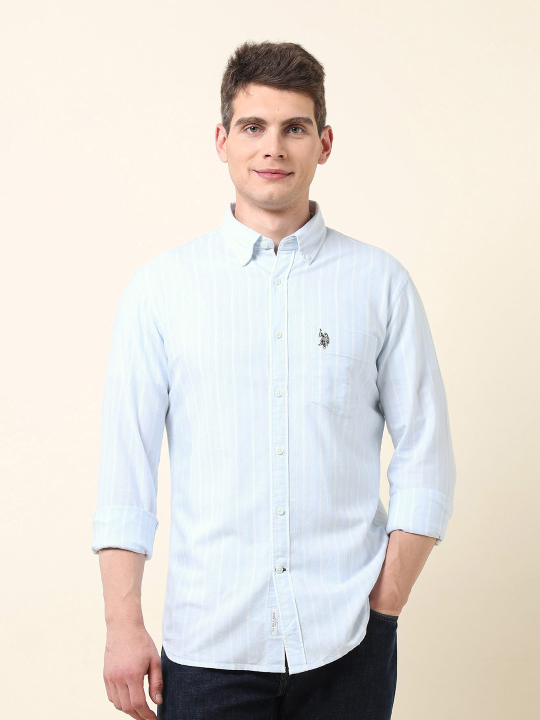 U.S. Polo Assn. Pure Cotton Tailored Fit Striped Casual Shirt