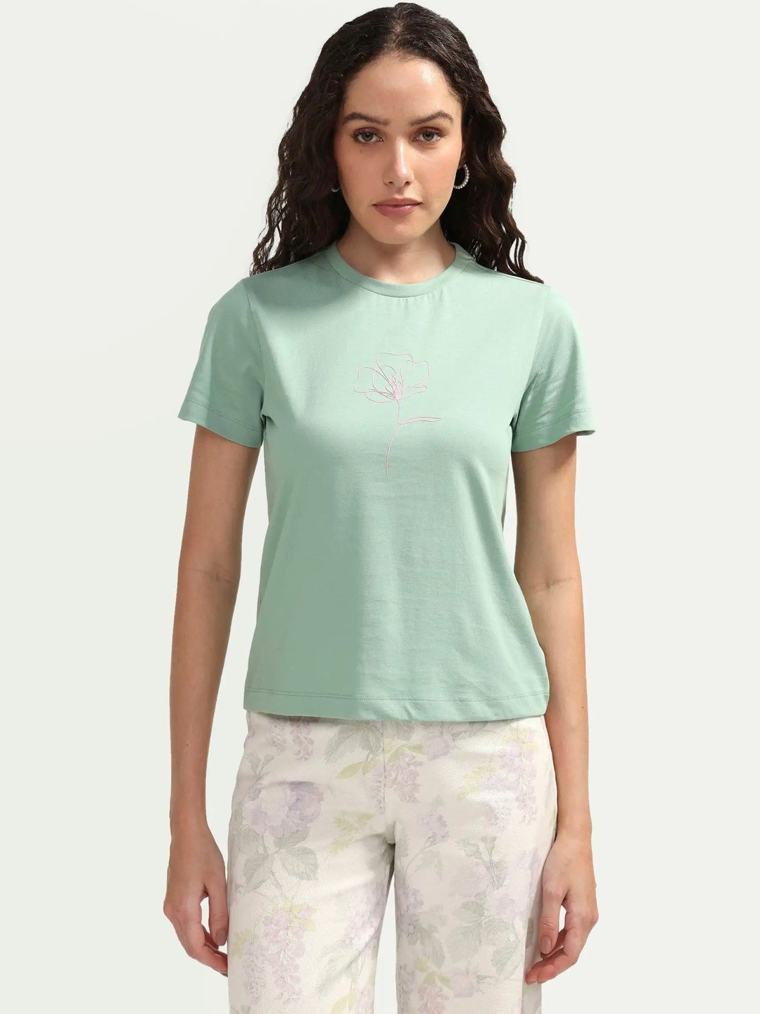 RAREISM Women Typography Printed Crop Cotton T-shirt