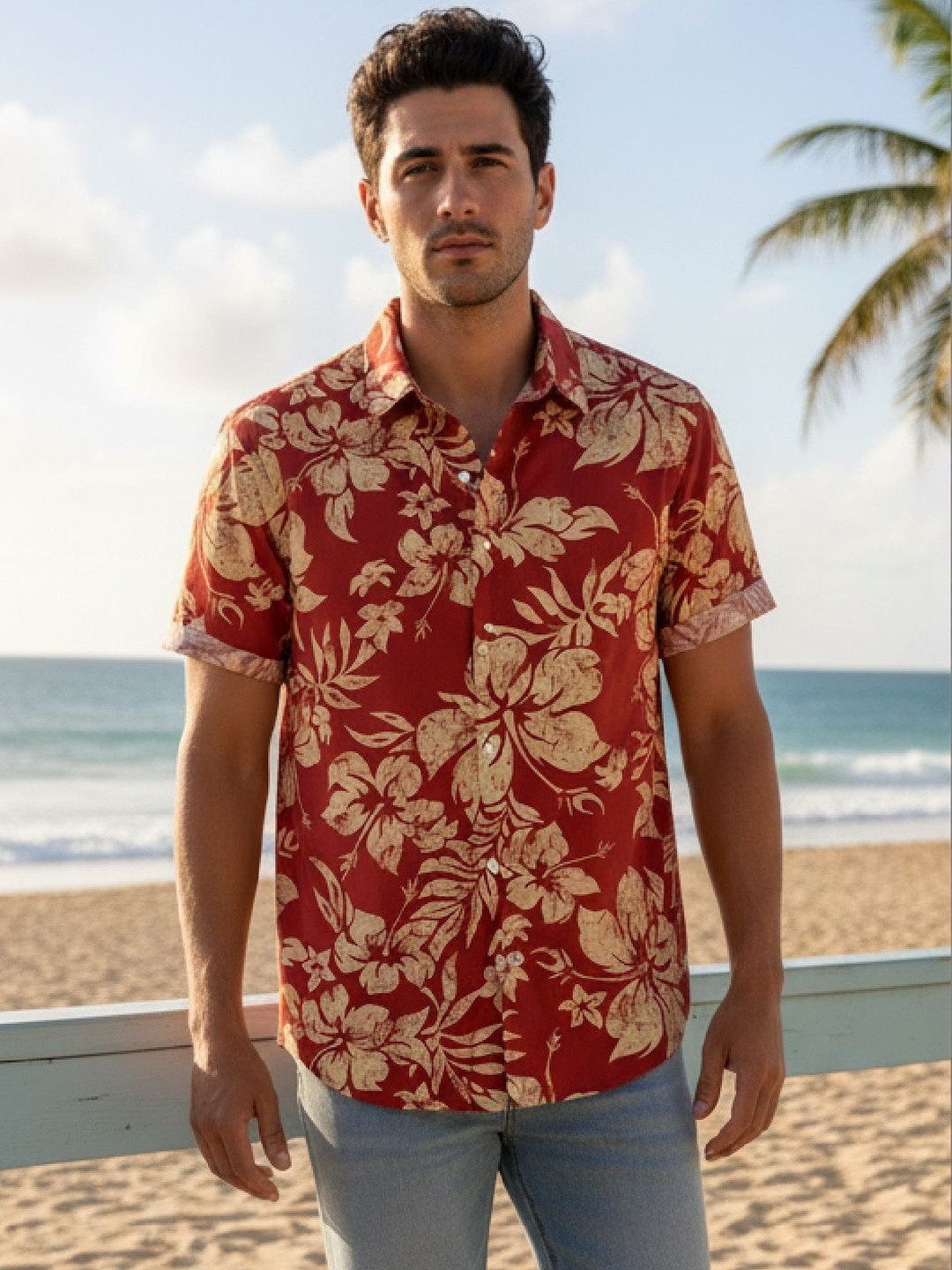 NNC-NEXT NOVA CLOTHES Men Classic Floral Printed Casual Shirt