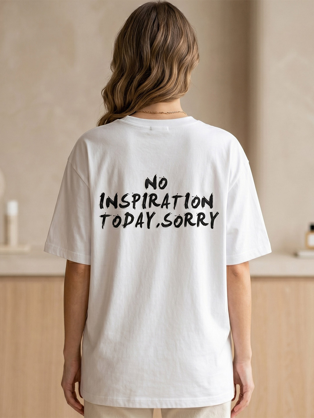 iki chic Unisex Typography Printed Drop-Shoulder Sleeves Round Neck Cotton T-shirt