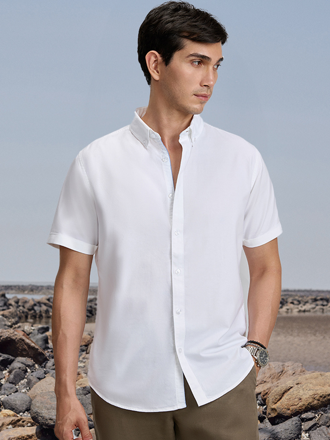 KINGDOM OF WHITE LAZE 100% Cotton Royal Oxford Regular Fit Shirt