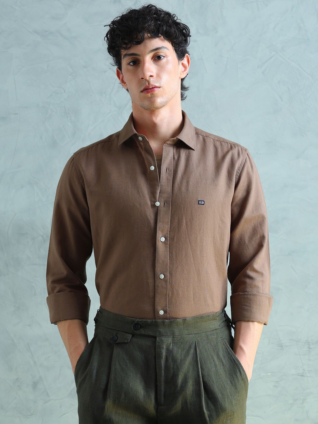 Cotton Linen Solid Slim Fit Shirt
