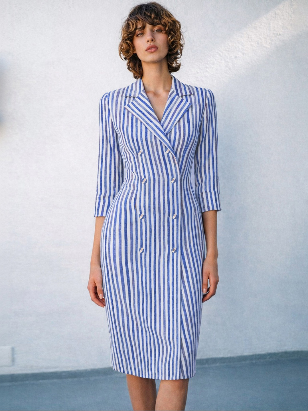 SASSAFRAS worklyf Striped Linen Formal Dress