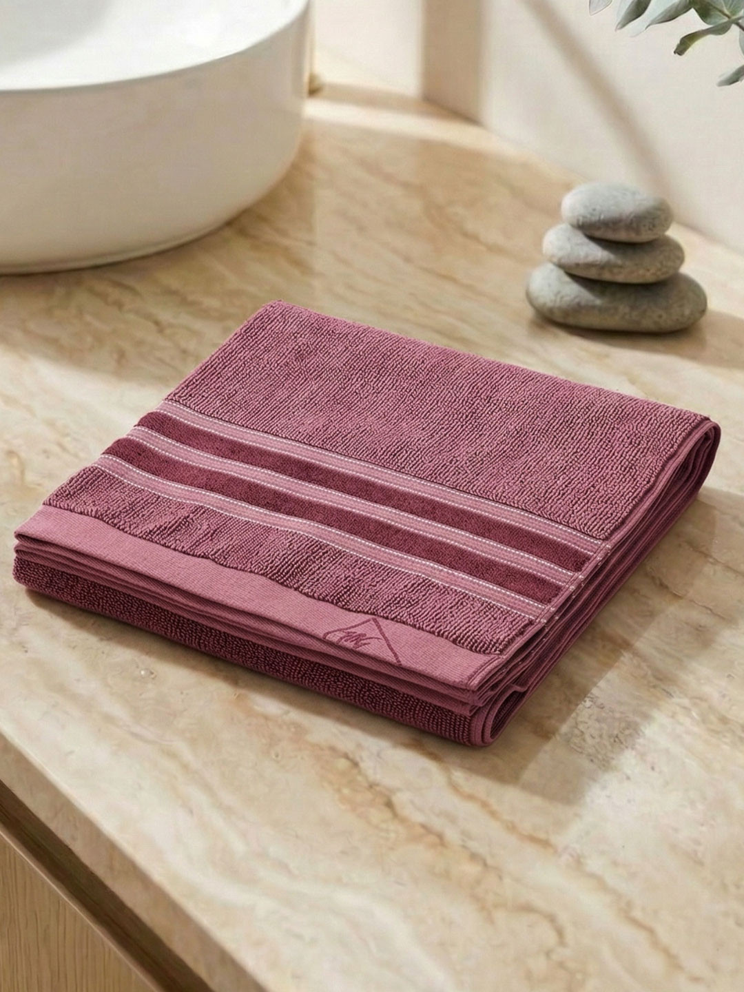 Monte Carlo Eco Bamboo Plum Maroon Self Design 630 Gsm 75X150 Cm 1 Bath Towel