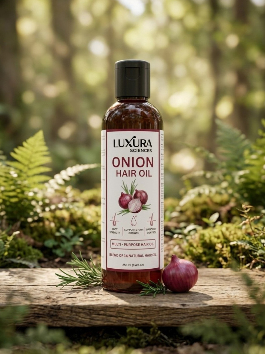 Luxura Sciences Organic Blend Of 14 Essential Oils & Multi purpose Hair Growth Onion Oil 250ml