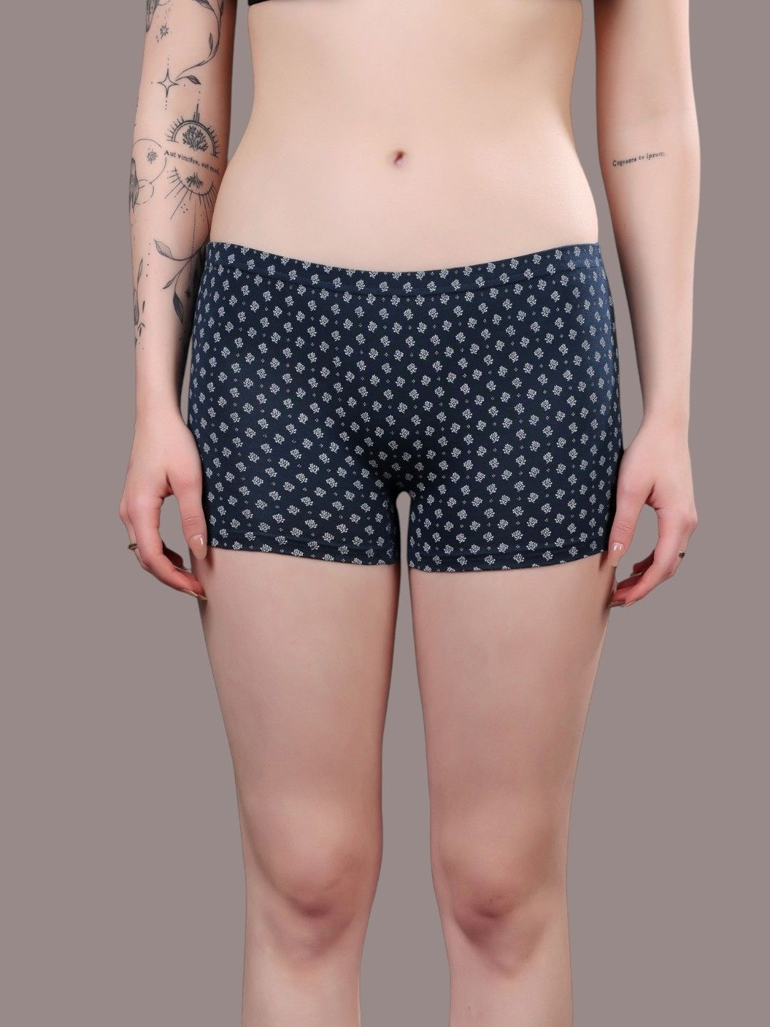 HERE&NOW Women Printed High Coverage Super Combed Cotton Boyshorts