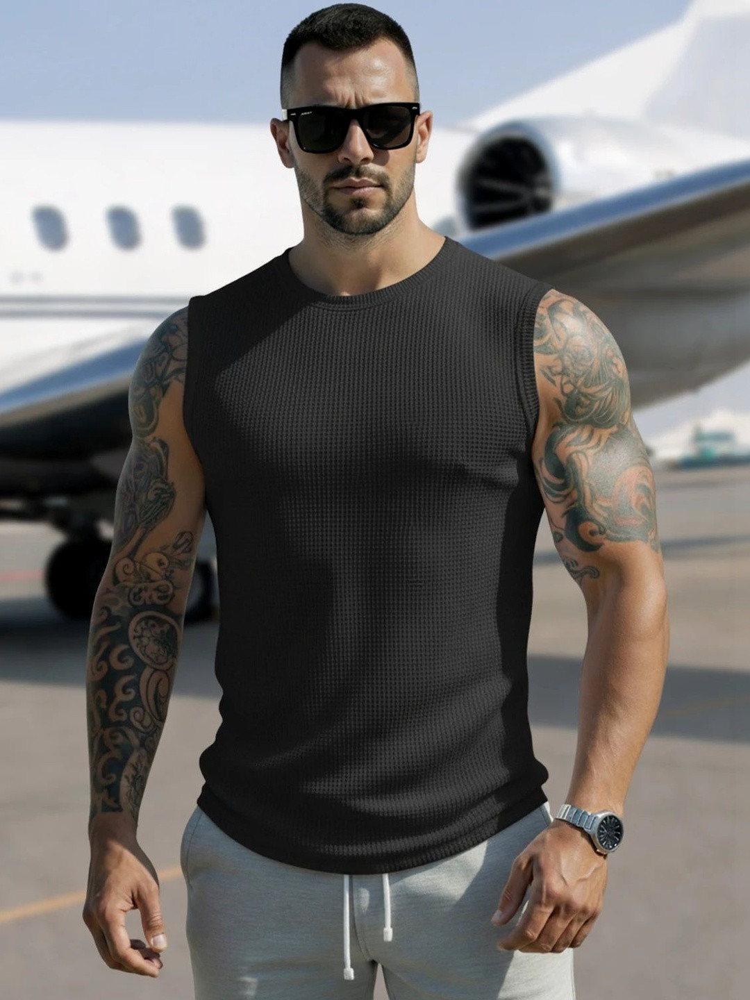 Narsingha Dreams Pack of 2 Self Design Cotton Tank