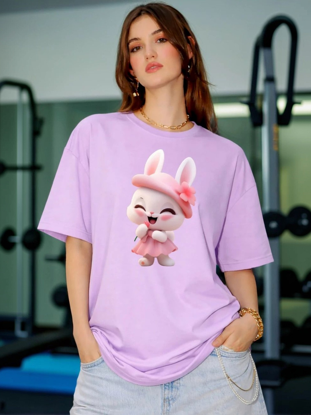 BELTLY Women Printed Drop-Shoulder Sleeves T-shirt