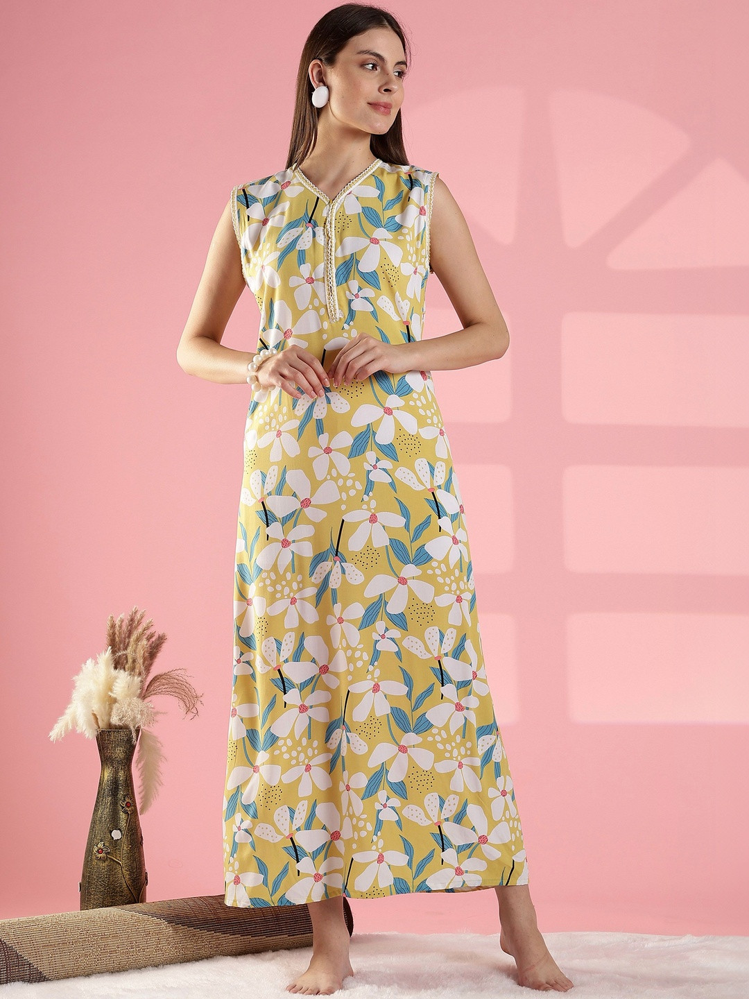 9shines Label Printed Maxi Nightdress
