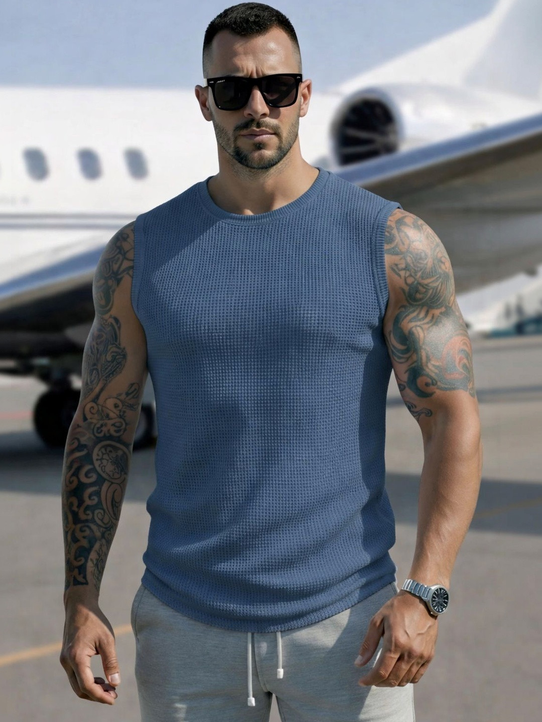 Narsingha Dreams Pack of 2 Self Design Cotton Tank