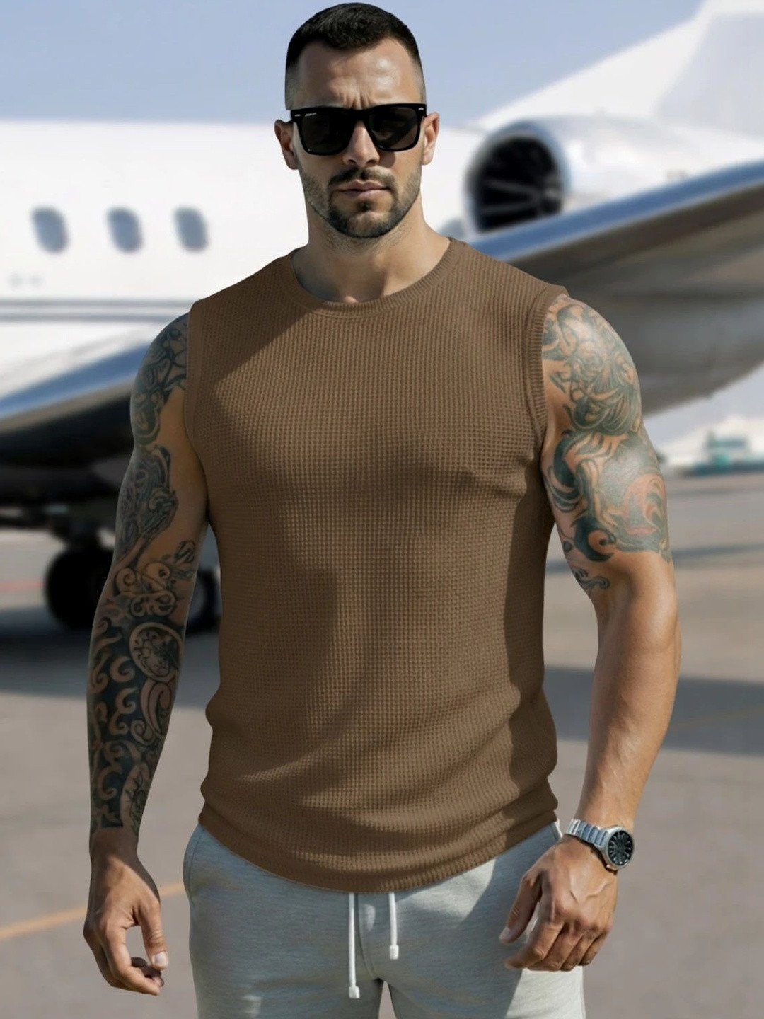 Narsingha Dreams Pack of 2 Self Design Cotton Tank